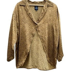 Vintage 100% Silk Leopard Print Blouse Alvin Chin Small
